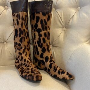 Vero Cuoio leopard boots real fur size 40